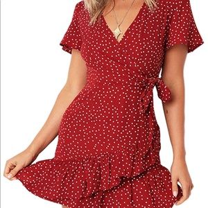 Red Polka Dot Wrap Dress